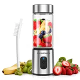 Mini Mixer Glas Smoothie Maker - Standmixer, Tragbarer Mini Blender, Smoothie Maker to go, 400ml Tragbarer Mixer USB Portable Blender für Saft, Shake Smoothie und Babynahrung (Silber)