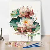 Malen nach Zahlen für Erwachsene Blumen Malen nach Zahlen Erwachsene Aquarell Lotus Malen nach Zahlen Set Ölmalerei Kits für Erwachsene Kinder Malen nach Zahlen Kits 16x20 Zoll