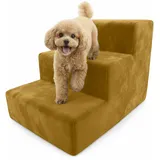 Muralo Hundetreppe 3 Stufen für Kleine Hunde, Katzen, Velvet - Gelb