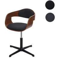 Mendler Esszimmerstuhl HWC-H46, Küchenstuhl, höhenverstellbar Drehmechanismus Bugholz Walnuss-Optik, Stoff