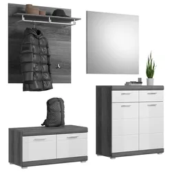 Garderobe Scout 4-teilig ca.195x197x40cm Weiß,Grau