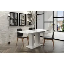 Fun Möbel Esstisch Auszugstisch DANTE 130-170x80 cm in Weiss Hochglanz - Weiß