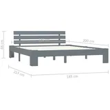 vidaXL Massivholzbett Grau Kiefer 180x200 cm