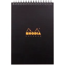 Rhodia 5x Notepad Rhodiactive A5, Spiralblock, 80 Blatt kariert 90g - Schwarz 16920C