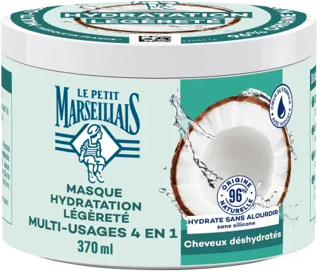 Le Petit Marseillais 4in1 Feuchtigkeitsmaske Leichte Leichtigkeit Bio-Kokosnusswasser Tiegel 370ml