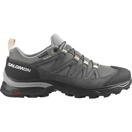 Salomon Wanderschuh SALOMON "X WARD Leather GORE-TEX", Damen, Gr. 43, grau, Leder, Mesh, Schuhe Wanderschuh, wasserdicht