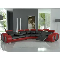JVmoebel Ecksofa LEDER SOFA LEDERCOUCH ECKSOFA WOHNLANDSCHAFT SCHWARZ WEIß ECKCOUCH, Made in Europa