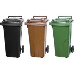 Mega Deal 3x PROREGAL 2-Rad-Mülltonne, 120 Liter Grau & Braun & Grün, Mülltonne, Müllgroßbehälter, Mülleimer, Abfalltonne, Müllbehälter