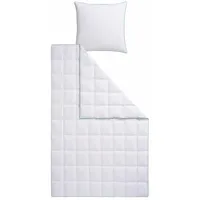 Fjödur Daunenbettdecke + Kopfkissen "Fee", weiß, B/L: 135cm x 200cm Anzahl Teile 1, B/L: 80cm x 80cm Anzahl Teile 1, Bezug: Baumwolle Füllung: Entendaune/-feder, leicht, Bettdecken Bezug: 100% Baumwolle. Bettdecken Füllung: 80% Daunen, 20% Federn, Bettwaren-Sets