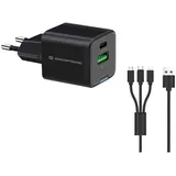 Conceptronic Ladegerät 2Port 33W 1xUSB-C 1xUSB-A+3-in-1 sw