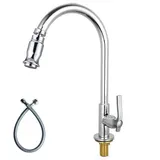 Chrompolierter Kaltwasser-Wasserhahn, Einhebel-Wasserhahn, schwenkbarer Wasserauslauf, Wasserhahn für Küche, Garten, Outdoor, Waschspüle