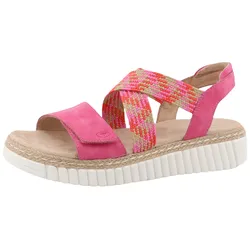 Sandalette TOM TAILOR, Damen, Gr. 36, bunt (pink bunt), Lederimitat, Textil, mehrfarbig, kontrastfarbene Details, modisch, Schuhe, Plateau, Riemchensandale, Klettverschluss für leichtes Anziehen