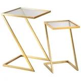 Mauro Ferretti Beistelltische 2er-Set, Tischplatten aus Rauchglas