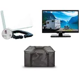 Falcon EasyFind Traveller Kit II TV Camping Set 19" (48,26 cm, HDReady, DVB-T2/S2/C, EasyFind2, Bluetooth 5.1, DVD Player, USB, CI+, 12/24/230Volt, Sat-Flachantenne, Messgerät, 1 Teilnehmer)