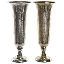 Vase DKD Home Decor Aluminium Silberfarben (2 pcs) (20 x 20 x 50 cm)