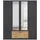 Rauch Möbel BARI Drehtürenschrank 4-türig, Kleiderschrank Grau-Metallic/Eiche Artisan, 1 Schublade, mit Spiegel, 181x210x54cm