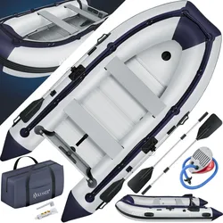 KESSER® Schlauchboot 3,20 m für 4 Personen - WAVE Motor geeignet Freizeitboot Paddelboot Motorboot Angelboot - mit 2 Sitzbänken -  Alu-Boden Paddel  Pumpe Reparaturset & Tasche  aufblasbar PVC
