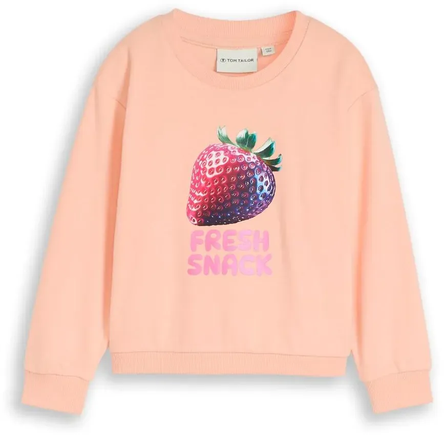 TOM TAILOR Mädchen Cropped Sweatshirt mit Print, orange, Uni, Gr. 116/122