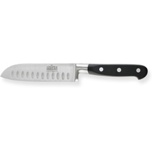 Amefa Richardson Sheffield V SABATIER Santoku-Messer, 12,5 cm lange Klinge, gehärteter Klingenstahl, rostfrei, extrem scharf, Profi Messer, Chefmesser, Universalmesser, mit Kullenschliff, Silber/Schwarz