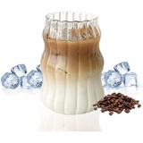 DZAY Cappuccino Kaffeegläser Espressotassen Latte Macchiato Gläser Set,Riffle Gläser Dessertgläser Teeglas Ripple Kaffeebecher Saftgläser,Spülmaschinenfeste Teegläser Kaffeetassen Set