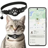 Katzenhalsband mit GPS für kleine Katze und Hund Android, Mini GPS Tracker Katze Ohne ABO, Keine monatlichen Gebühren, SIM-Karte, katzentracker kompatibel GOO- gle Find hub (Halsband + Tracker weiß)