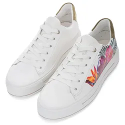 Plateausneaker ARA "CANBERRA", Damen, Gr. 6,5, bunt (weiß bunt), Lederimitat, Veloursleder, bedruckt, sportlich, Schuhe, Freizeitschuh, Plateausneaker in bequemer Schuhweite G (= weit)