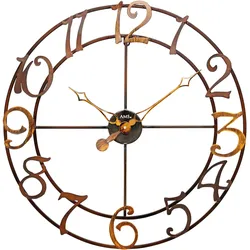 Wanduhr AMS "W9566", braun, Wanduhren, H: 5cm, Quarzuhr,Wohnzimmer,Esszimmer,Küche,Arbeitszimmer,Büro,Flur