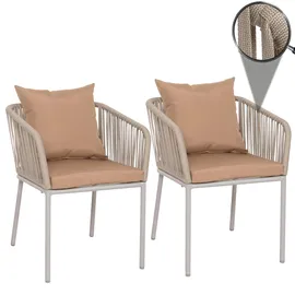 MCW N41 Gartenstuhl 2er-Set 0 x 0 x 0 cm grau Kissen taupe