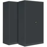 2-Pack LagerZwei Mehrzweckschrank 195x100x50cm I Metallschrank, 4 Fachböden I Großer Aktenschrank, abschließbar I Robuster Allzweckschrank als Werkstattschrank & Büroschrank I Stahlschrank anthrazit