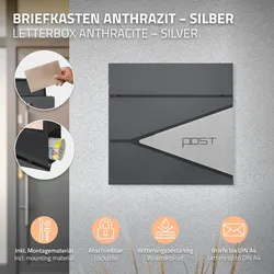 Briefkasten mit Ständer Standbriefkasten Postkasten Zeitungsrohr Edelstahl