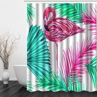 MUNOOR Flamingo Duschvorhang 240 x 200 mit 12 Duschvorhangringe für Badewanne Badezimmer Tropisch Rosa Lang Duschvorhänge Anti-Schimmel Wasserdicht Stoff Polyester Badewanne Vorhang