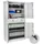 Tectake Büroschrank Stahl 180x80x40 cm hellgrau abschließbar mit 2 Schubladen und 2 Türen