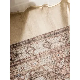 benuta Vintage-Teppich, Braun, Kunststoff, Vintage, Rechteckig, 200x300 cm, Oeko-Tex® Standard 100, in verschiedenen Größen erhältlich, rutschfeste Unterfläche, waschbar, Teppiche & Böden, Teppiche, Vintage-Teppiche
