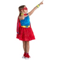 Brandsseller Mädchen Kostüm Superheldin Verkleidung Karneval Party Fasching S (4-6 Jahre)