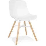 KADIMA DESIGN Schalenstuhl Kunststoff Buchenholz, Küchenstuhl, Praktischer Wohnstuhl in Weiß | Gr.: onesize