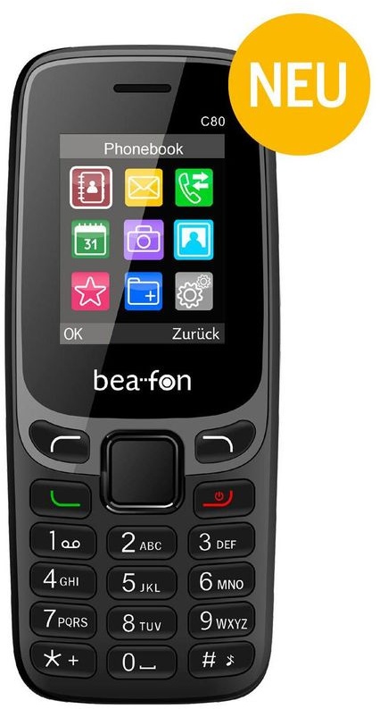 Beafon C80, Balken, Dual-SIM, 4,5 cm (1.77"), Bluetooth, 800 mAh, Schwarz
