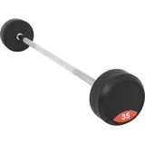 GORILLA SPORTS® Gummi Langhanteln - 10kg, 12,5kg, 15kg, 20kg, 25kg, 30kg, 35kg, 40kg, 45kg, 50kg Gewichte, mit/ohne Ablage, Stange verchromt und gerändelt - Rubber Barbells, Hantelset, Langhantel Set