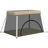vidaXL Baby-Laufstall mit Matratze Taupe Leinenstoff