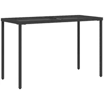 vidaXL Gartentisch mit Glasplatte Schwarz 115x54x74 cm Poly Rattan