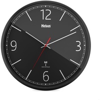 Mebus Funkwanduhr I präzises Funkuhrwerk I Automatische Einstellung der Uhrzeit I Farbe: Schwarz I 30cm