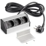 Emuca Schuko-Steckdose 3 x Schuko-Stecker Grau 3 St.