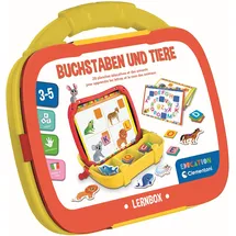 CLEMENTONI Magnetische Lernbox - Buchstaben und Tiere - Lernspiel für Vorschulkinder ab 4 Jahren, mit Magneten, Stift und Heft, Magnetkoffer zum Mitnehmen, 59451