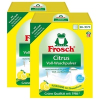 FROSCH 2x Frosch Citrus Voll-Waschpulver 1,35 kg - Flecklösend mit Zitrone Vollwaschmittel