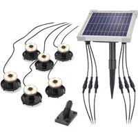 Esotec Solar Über- und Unterwasserstrahler, 6 Spots warmweiß, Teichbeleuchtung, Solarmodul, Akku, 3m Anschlussleitung, 3000K, IP68 101403