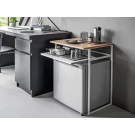 Yamazaki Beistelltisch, weiß, Metall, Echtholz, 53x66x45 cm Wohnzimmer, Wohnzimmertische, Beistelltische