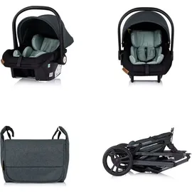 Chipolino Kinderwagen 3 in 1 Amore Babyschale Adapter Wickeltasche Fußabdeckung tuerkis