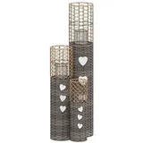 vidaXL Kerzenhalter 3 Stk. Grau Korbweide