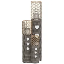 vidaXL Kerzenhalter 3 Stk. Grau Korbweide