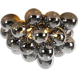 Qazqa - Design Deckenleuchte I Deckenlampe I Lampe I Leuchte schwarz mit Rauchglas 6 Lampen - Uvas I Wohnzimmer I Schlafzimmer - Kugel I Kugelförm... - Schwarz