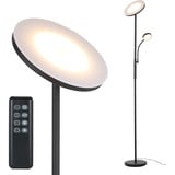 Tomshine Stehlampe LED Dimmbar 30W Deckenfluter mit 7W Leselampe und Fernbedienung,Deckenfluter für Wohnzimmer Büro Schlafzimmer